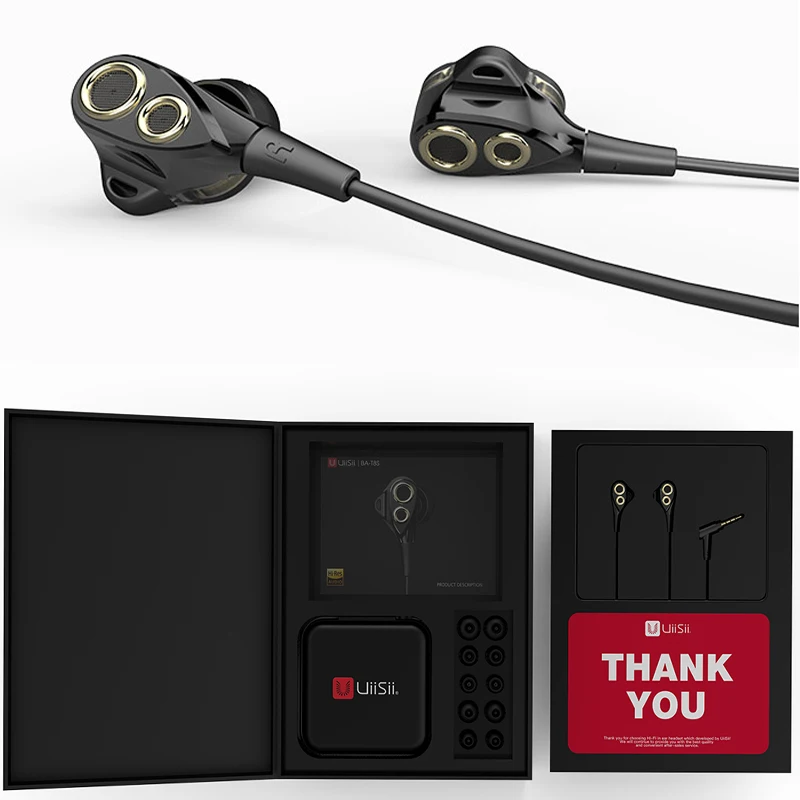 UIISII BA-T8S 2DD 1BA 6 гибридные технологические блоки наушники HIFI тройной драйвер наушники-вкладыши стерео с микрофоном наушники