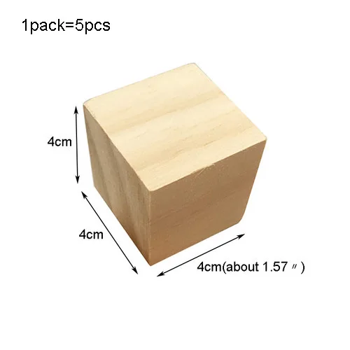 5pcs 4cm 1 упаковка, деревянный Кубик из цельного дерева, квадратные блоки для детей, Ранние развивающие игрушки, сборный блок, украшение для рукоделия, изделия из дерева - Цвет: 5pcs 4cm