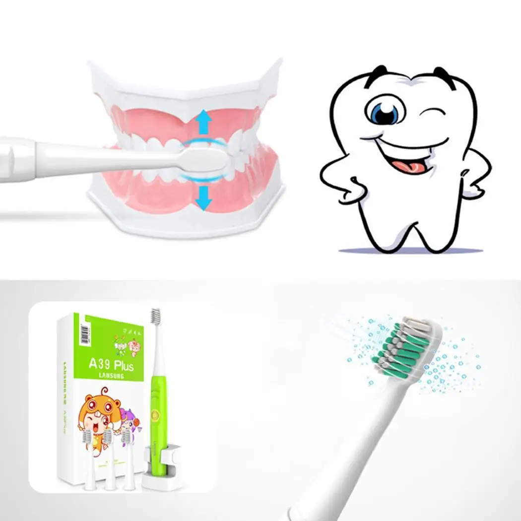 Детская электрическая зубная щетка Беспроводная Индукционная зарядка для детей