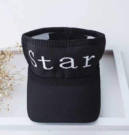 star black Женская Повседневная походная Кепка для путешествий, козырек от солнца, уличные вязаные шапки, спортивные безрукавные открытые солнцезащитные козырьки, Пляжная сетчатая Кепка для гольфа, женская - Цвет: star black