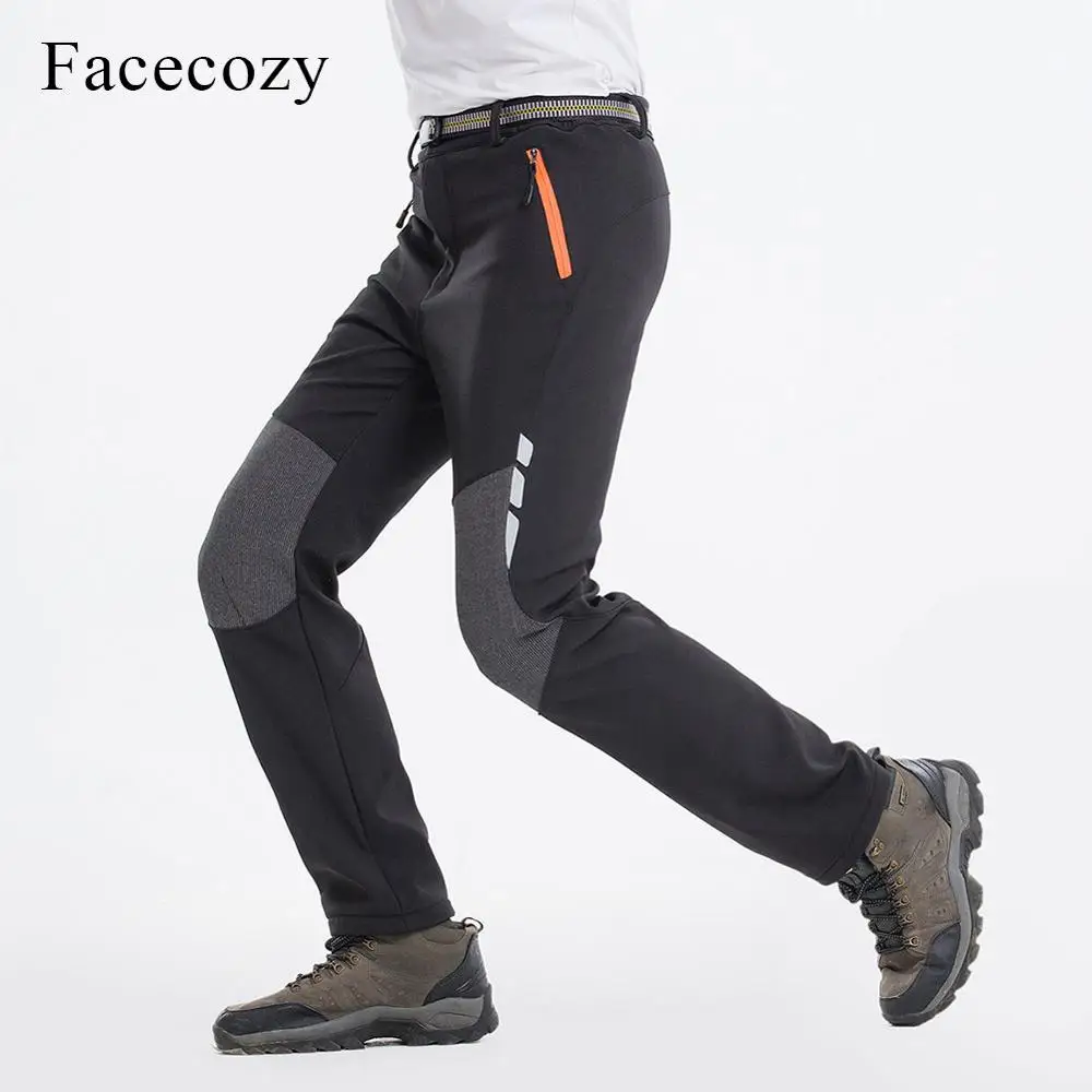 Black Pants Facecozy, мужские Зимние флисовые водонепроницаемые штаны для альпинизма, Походные штаны, светоотражающие штаны для походов, Походов, Кемпинга, мужские флисовые брюки - Цвет: Black Pants