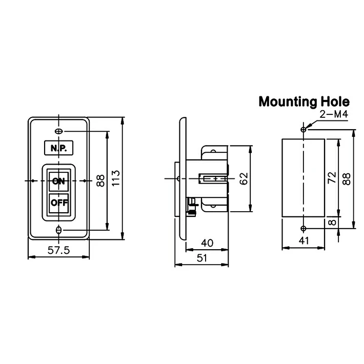 

AC 380V 30A 3.7Kw NO OFF Dual Positions Power Push Button Switch TBSS-330