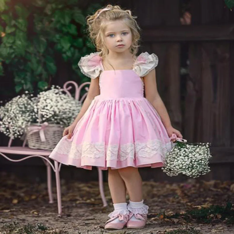 Children's Girls Summer Dresses Casual Lace Girl Princess Baby Party Wedding Beauty Dress Sleeve | Детская одежда и обувь
