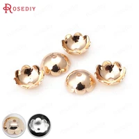 20pcs 8mm 10mm 24k champagne gold color plated or silver color brass flower beads caps high quality jewelry accessories