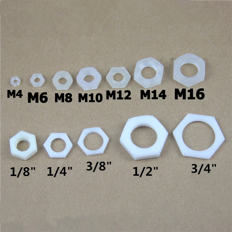 

10 шт. 1/8 1/4 3/8 1/2 3/4 M4/M6/M8/M10/M12/M14 внутренняя резьба пластиковые гайки фиксирующая гайка внешний шестигранник крепежная гайка с уплотнительным кольцом