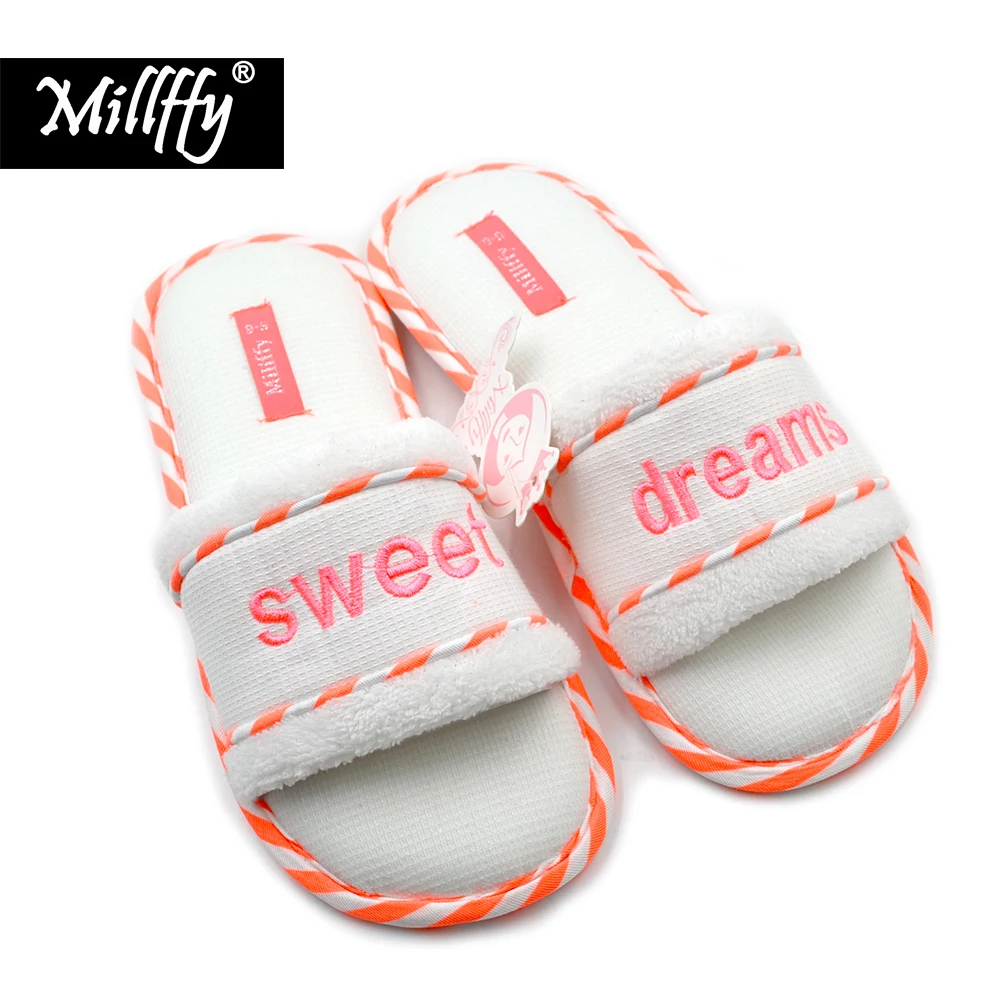 Millffy new spring summer sweet Ladies shoes bling home floor slippers indoor slip off white Slippers | Обувь