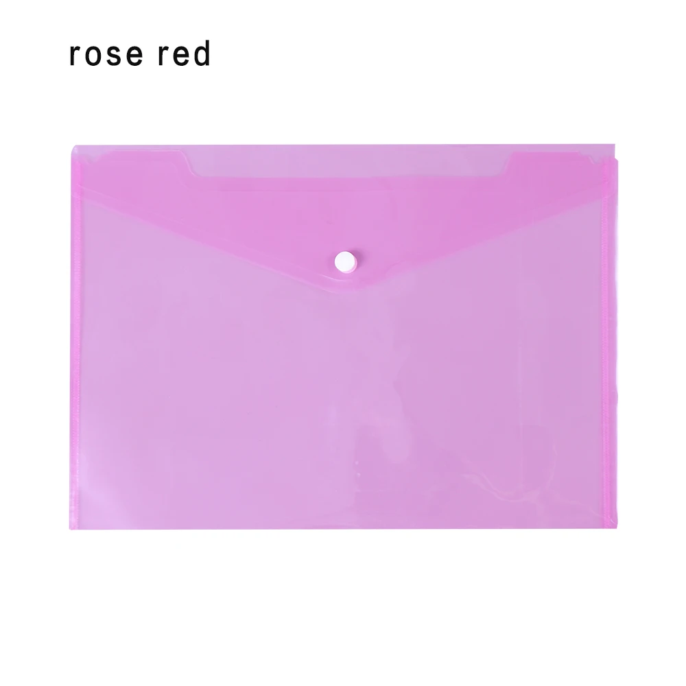 rose red А4, прозрачный пакет для документов, бумажная папка для файлов, канцелярские принадлежности, школьный офисный прозрачный пакет для файлов, бумажный держатель, 6 цветов - Цвет: rose red