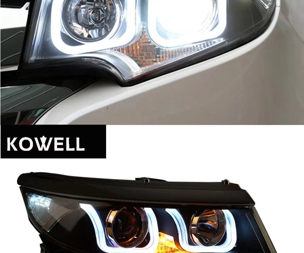 KOWELL автомобильные стильные фары для FORD EDGE светодиодный фары 2011- Биксеноновые линзы двойной U светодиодный DRL xenon H7 автомобильные аксессуары