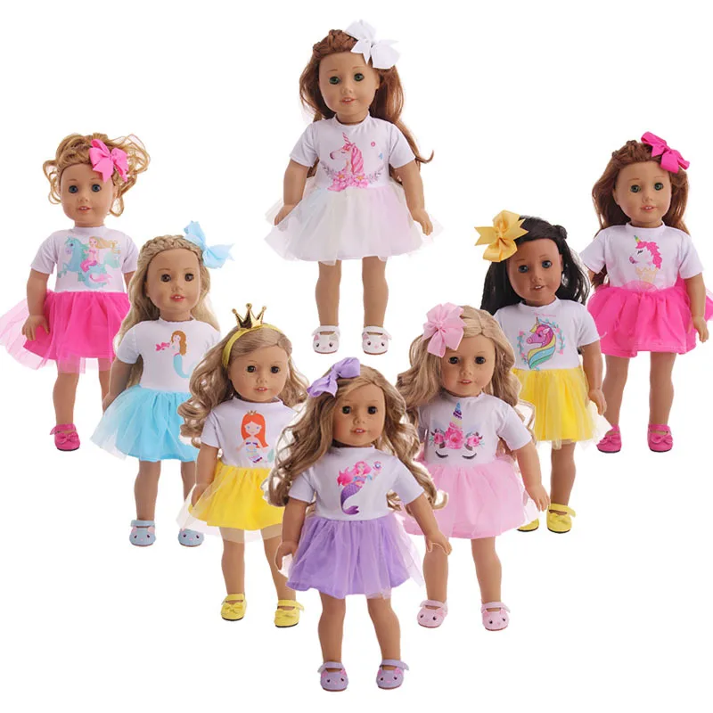 Стильное и красивое платье-единорог luckdoll для американской куклы 18 дюймов 43 см |