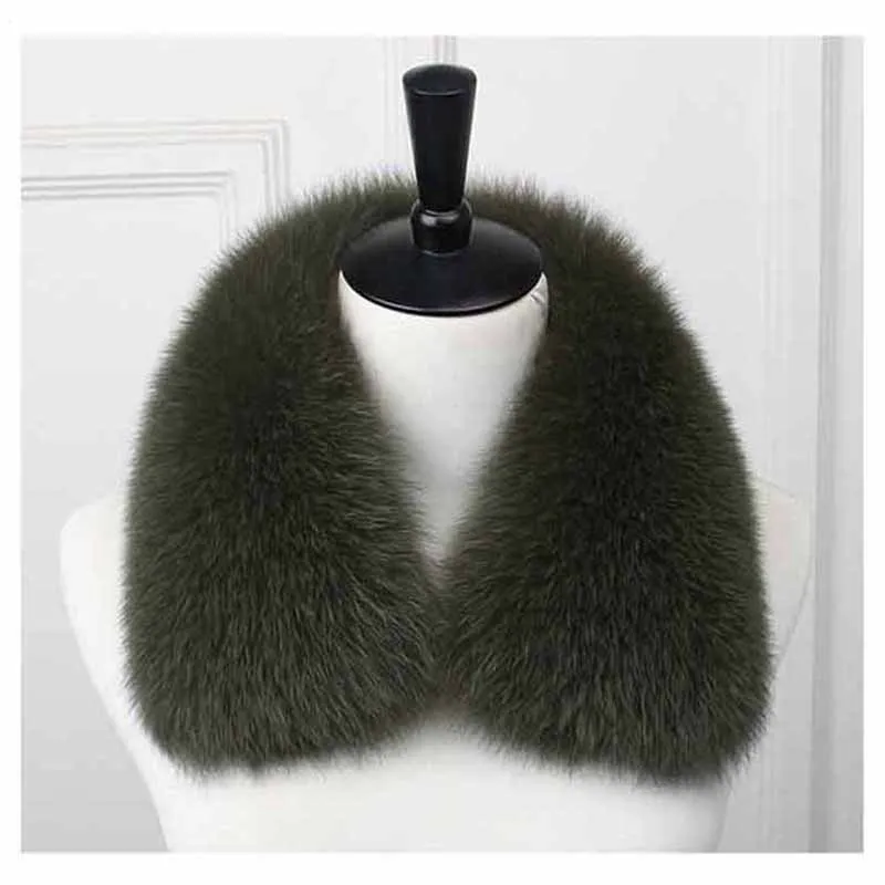 olive green Ms. MinShu мужской натуральный Лисий меховой воротник натуральный Лисий мех шарф Зимний шейный теплый мужской жакет меховой воротник большой меховой капюшон отделка - Цвет: olive green