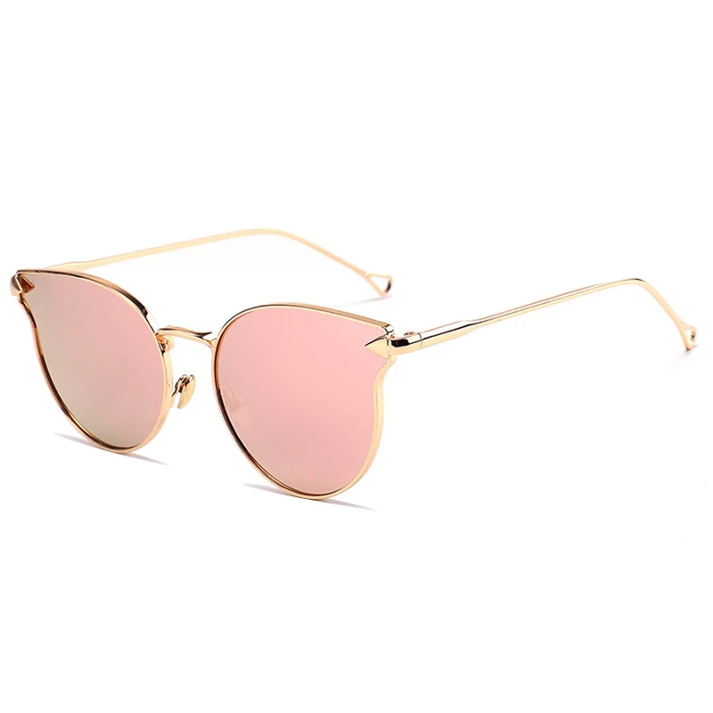 Женские зеркальные солнцезащитные очки кошачий глаз в металлической оправе|brand