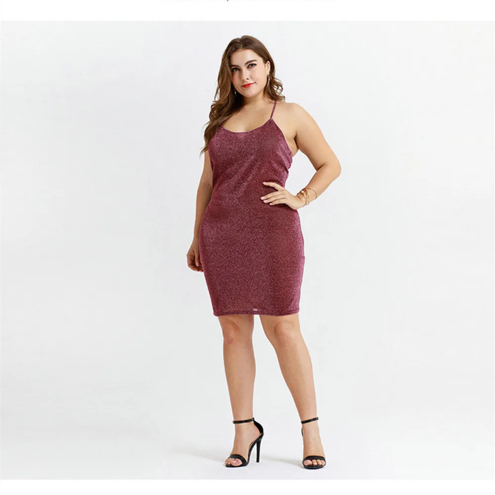 Женское платье большого размера лето 2019 сексуальное на бретельках для ночного