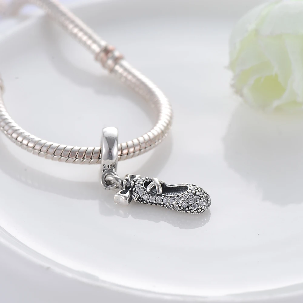 Beagloer серебро 925 пробы балетный кулон тапок шарм подходит для браслета ручной