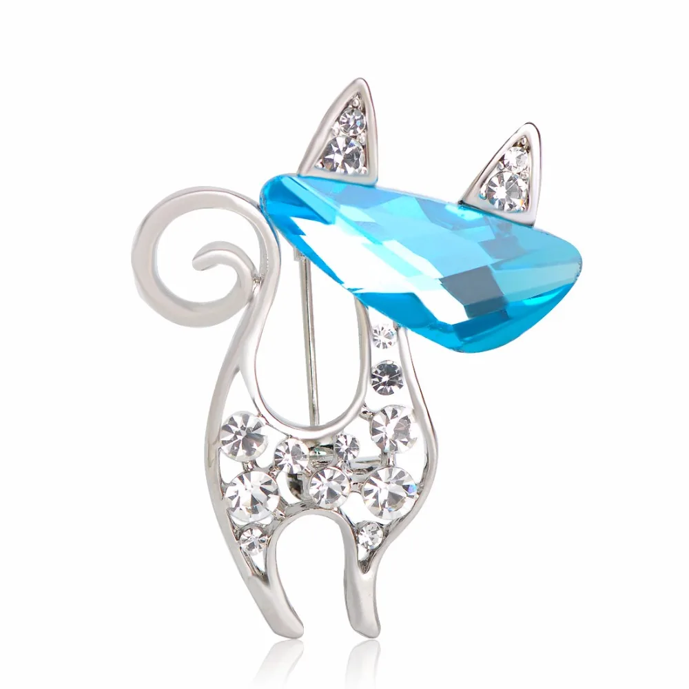 Новый Кот Броши Для женщин Шляпа Сумка Шарф Клип булавки Кристалл Милые Животные