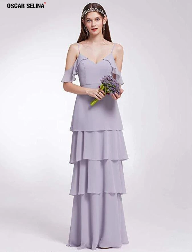 Vestido dama de honor fiesta2019 new chiffon Boat Neck A Line navy blue sky lavender Burgundy bridesmaid dresses long boho | Свадьбы и