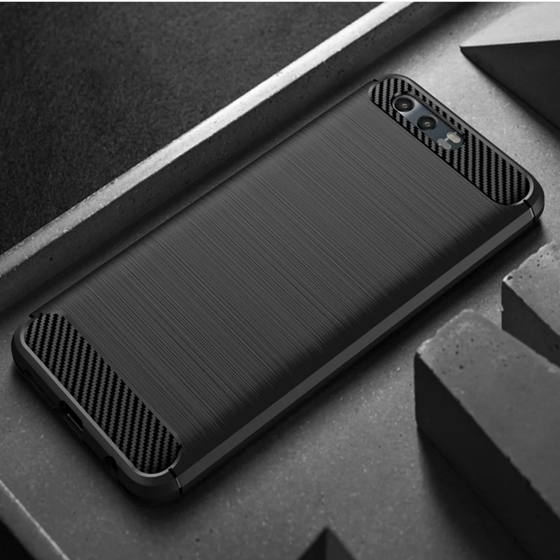 NFH Case Huawei Honor 9 Fashion Soft Silicone Phone Cases For Cover TPU Carbon Fiber Texture On |