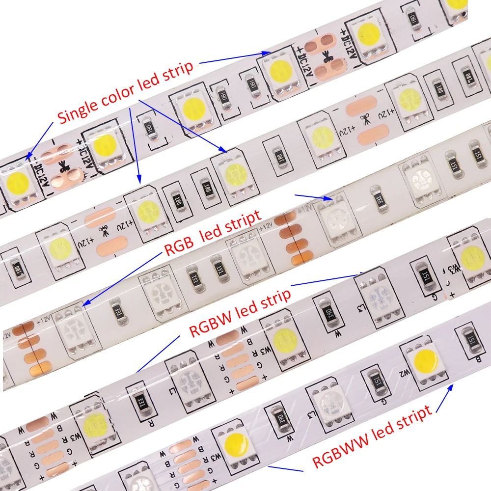 IP21/ IP65 Водонепроницаемый RGBW RGB теплый светодиодный светильник SMD 5050 5 м DC12V