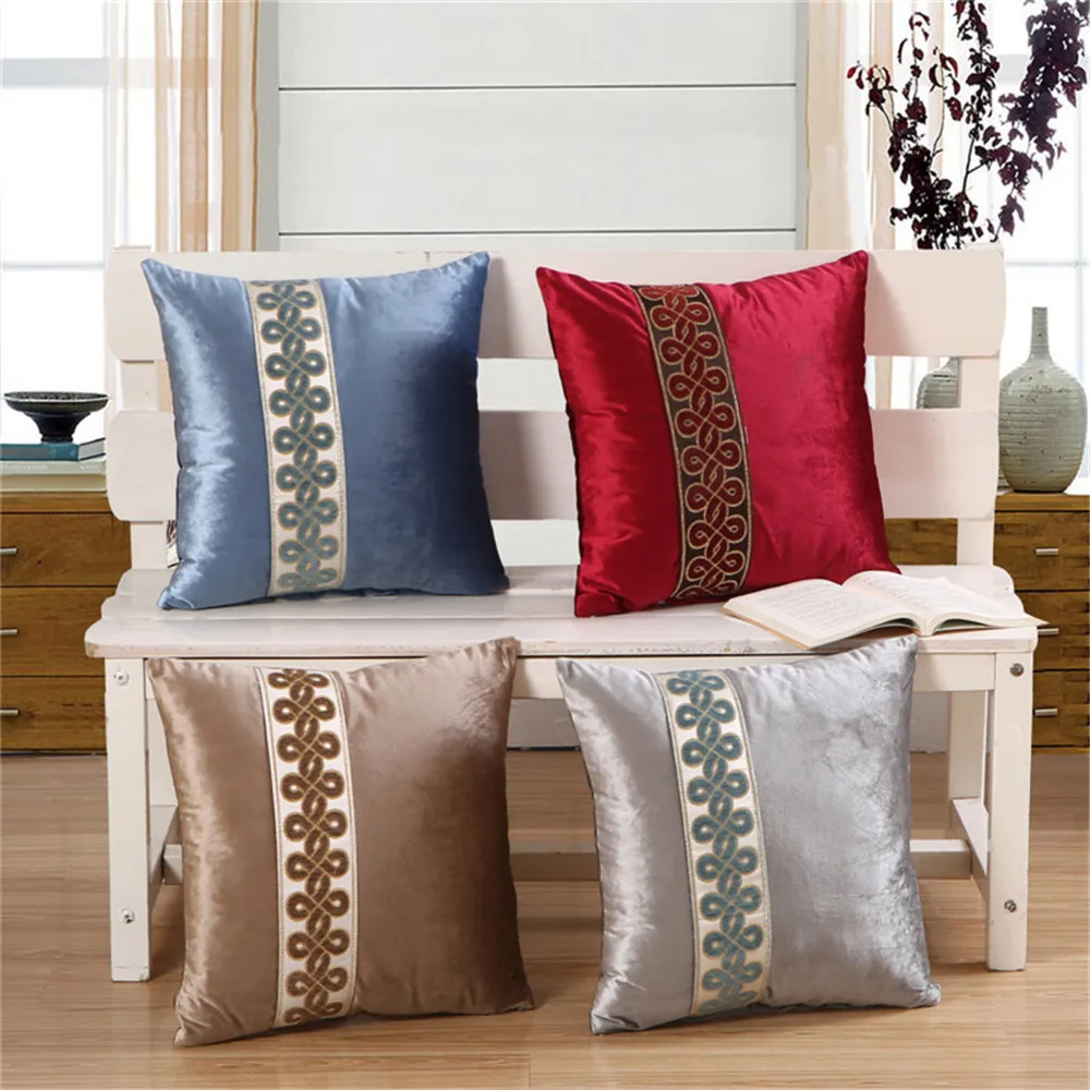 

45x45cm Cushion Cover European Style Elegant Floral Decorative Square Classic Throw Pillow Case Embroidery Pillowcase