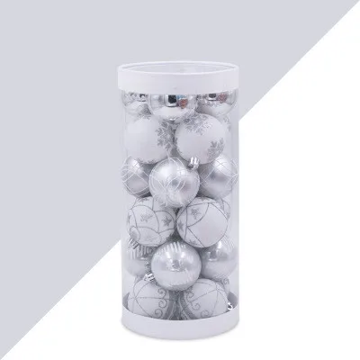 A 24pcs 6cm silver kawaii drawing christmas hanging balls xmas ornaments bauble ball home party wedding supplies decorating balls - Цвет: A