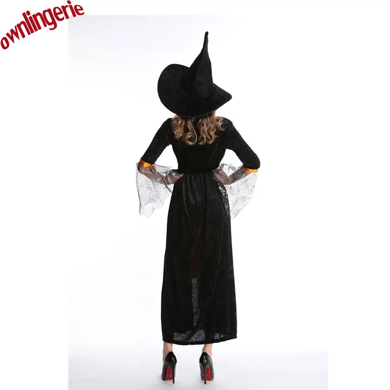 Новый стиль костюм ведьмы на Хэллоуин для взрослых сексуальный желтый и черный