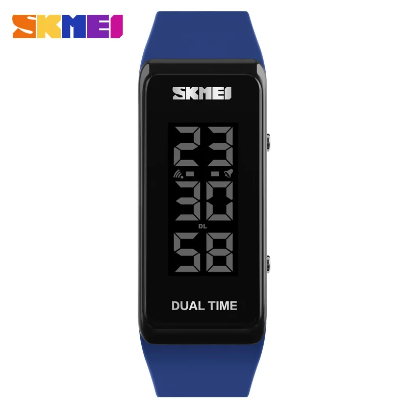 blue SKMEI цифровые спортивные часы для мужчин и женщин модные часы водонепроницаемые уличные многофункциональные Желе Силиконовый Ремешок светодиодный наручные часы - Цвет: blue