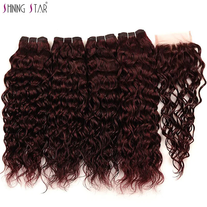 Индийские красные волнистые волосы 4 бордовые пучки с застежкой блестящие