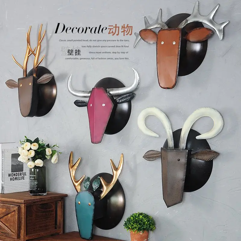 

European and American style home decoration accessories metal animal head wall decorative crafts deer head hang decoration.