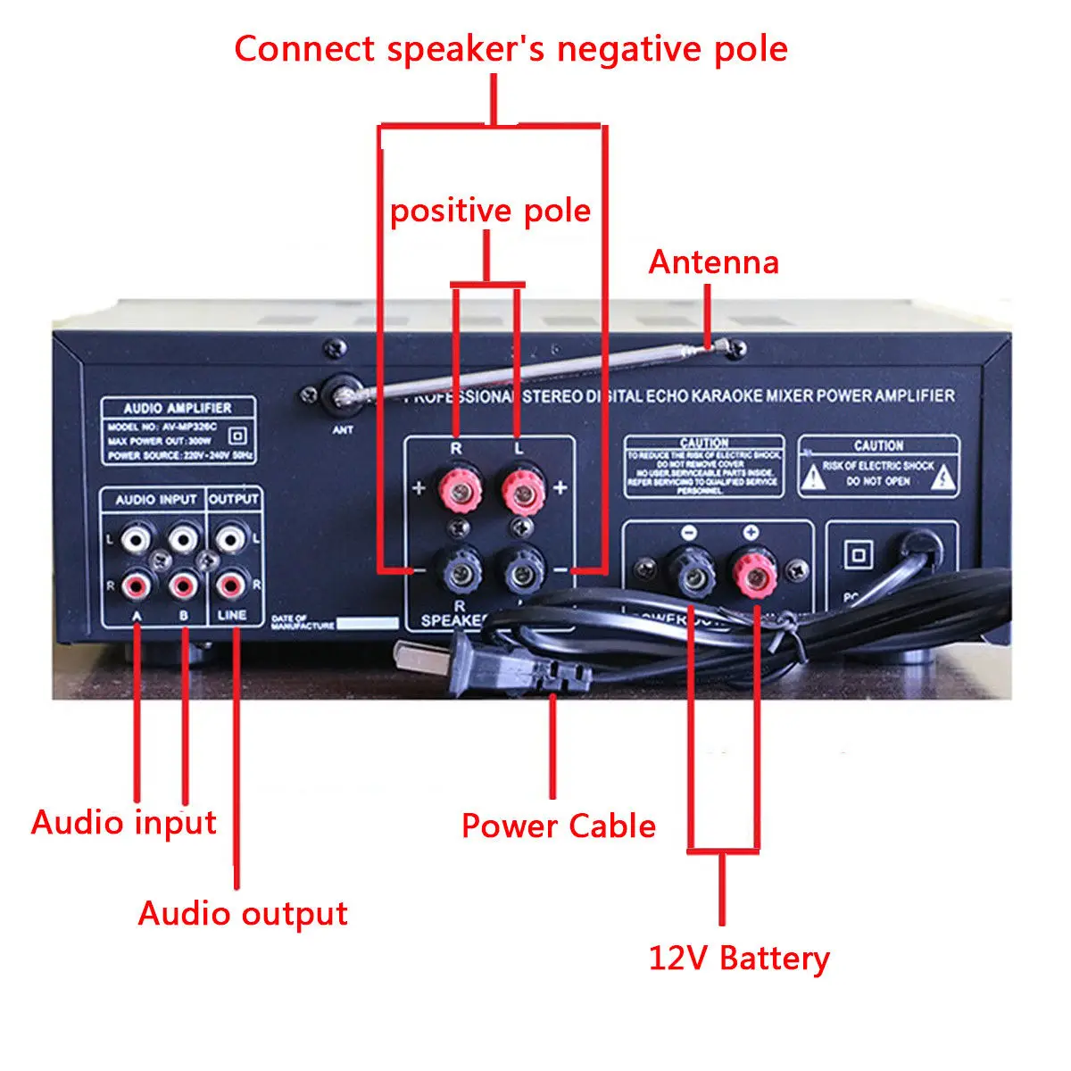 Bluetooth 2,0 канальный 2000 Вт аудио усилитель мощности HiFi 326BT 12 В/220 В AV усилитель динамик с пультом дистанционного управления для автомобиля дома