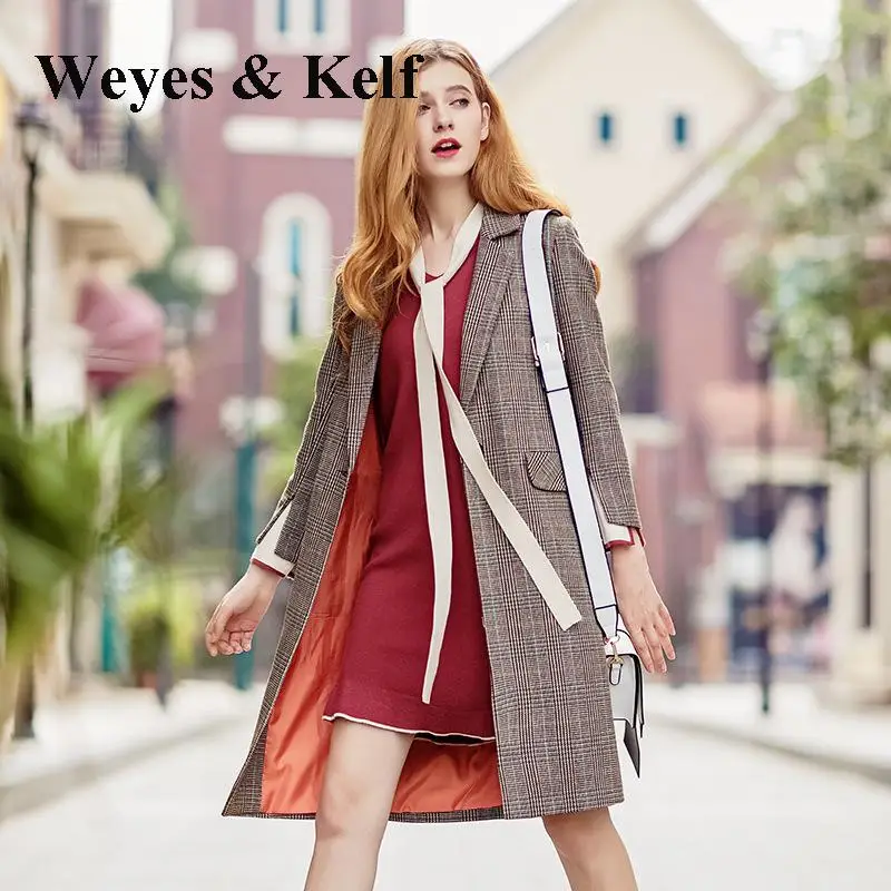 Weyes & Kelf осенние кружевные с галстуком бабочкой вязаное элегантное облегающее