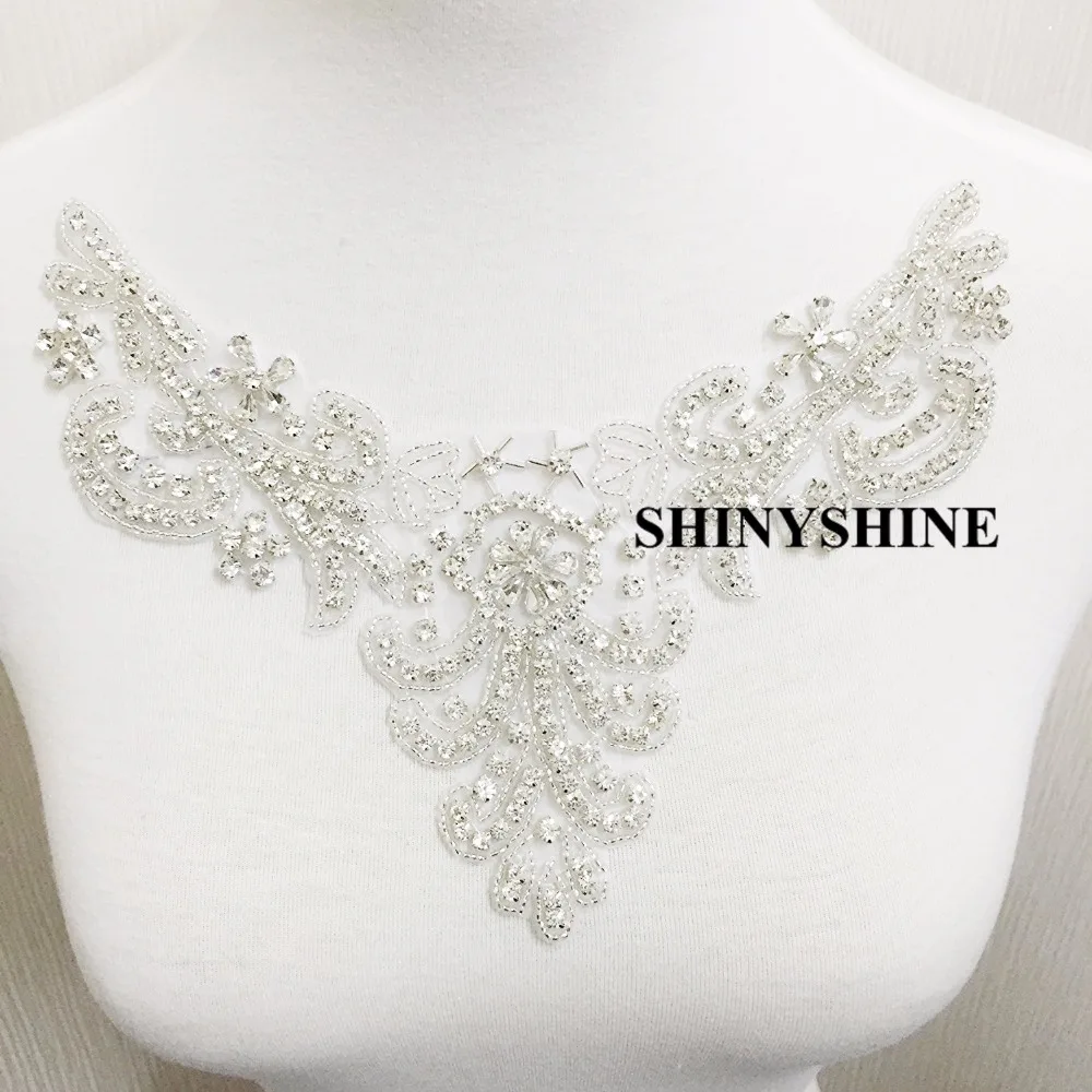 Блестящий Золотой/Серебряный горный хрусталь аппликации для свадебного пояса