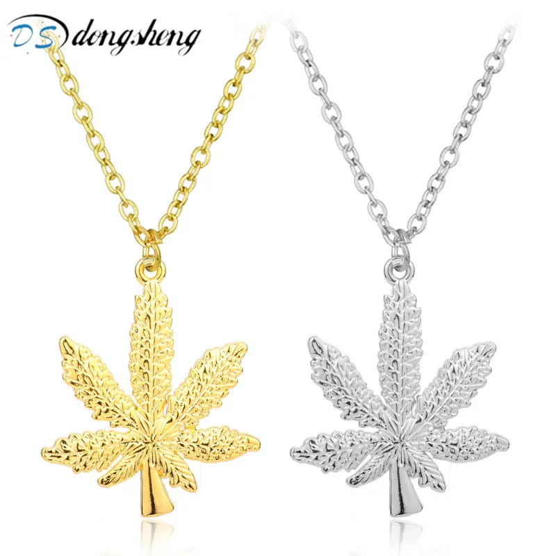 

dongsheng New Fashion Weed Leaf Hip Hop Punk Pendant Necklace for Women Men Gift