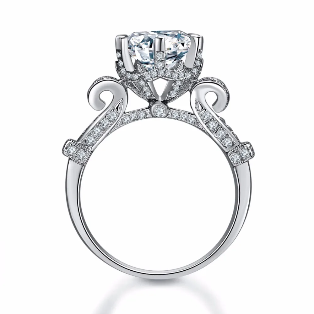 

18k Ring Solid White Gold Charming 2CT Quality Brand Diamond Carbon Ring Engagement Jewelry Women Wedding Classic Jewelry