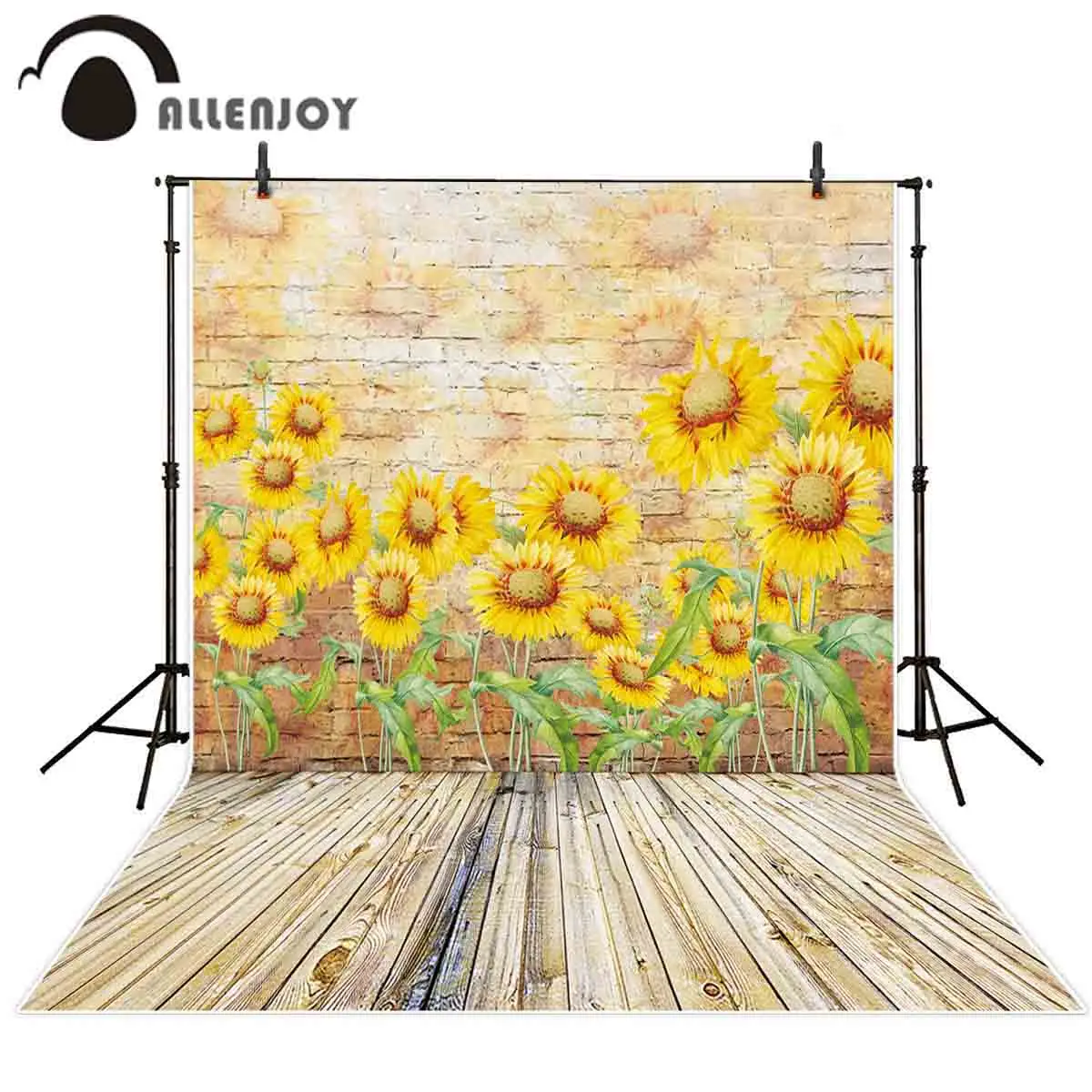 Allenjoy фон для фотосъемки подсолнухи кирпичная стена деревянный пол летний
