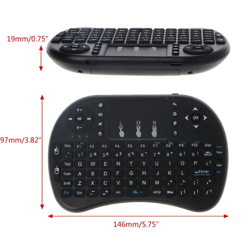 Перезаряжаемая английская 2,4 ГГц Беспроводная i8 Клавиатура Тачпад Fly Air mouse для Android tv PS3