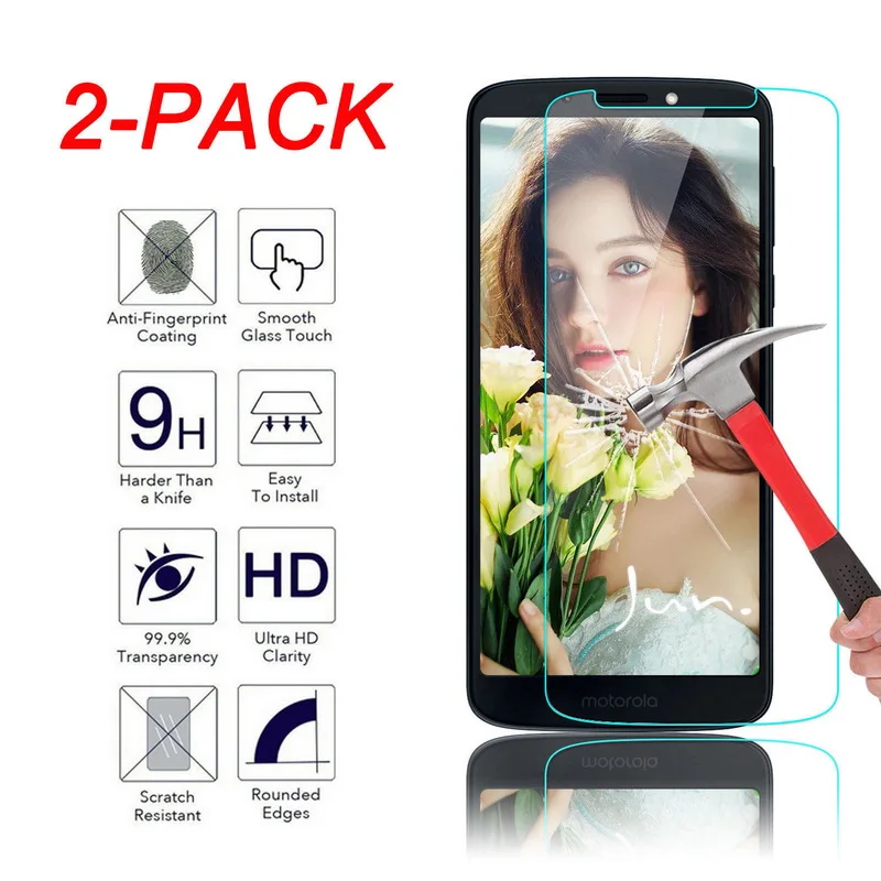 2PCS 9H Защитная пленка для экрана, чехол из закаленного стекла для Motorola Moto Z3 Play G6 G5S Plus G2 G4 G5 X4 E5 G7 power - Цвет: 2PCS