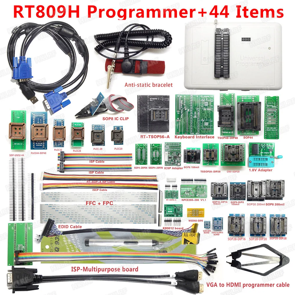 

Универсальный RT809H EMMC-программирование Nand FLASH + 44 адаптера Tsop48 tsop56 адаптер IC тестовый зажим лучше, чем RT809F Бесплатная доставка
