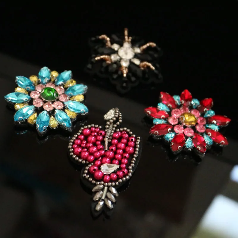 1pc handmade sequin round flower patches for clothing DIY rhinestone beaded Sew on patch embroidery applique parche ropa | Дом и сад