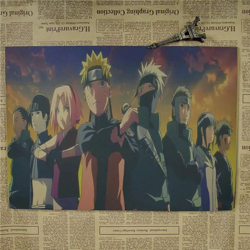 Винтаж аниме мультфильм Узумаки постер Naruto бар Детская комната Домашний декор комиксы Наруто ретро крафт-бумага живопись Наклейка на стену - Цвет: Style 13