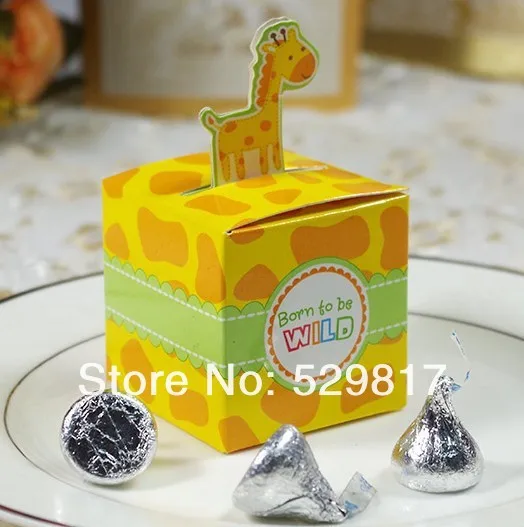 Free shipping 50pcs/lot Giraffe/elephant/monkey/tiger animals Candy Box Baby Shower favors Birthday Party Boxes wedding box | Дом и сад
