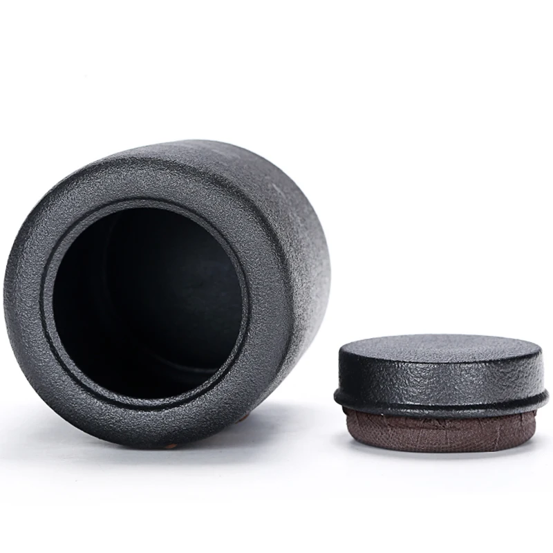 

Japanese-style Vintage Black Coarse Pottery Tea Cans Handmade Ceramic Kung Fu Tea Set Tea Caddy Coffee Beans Jar Candy Canister