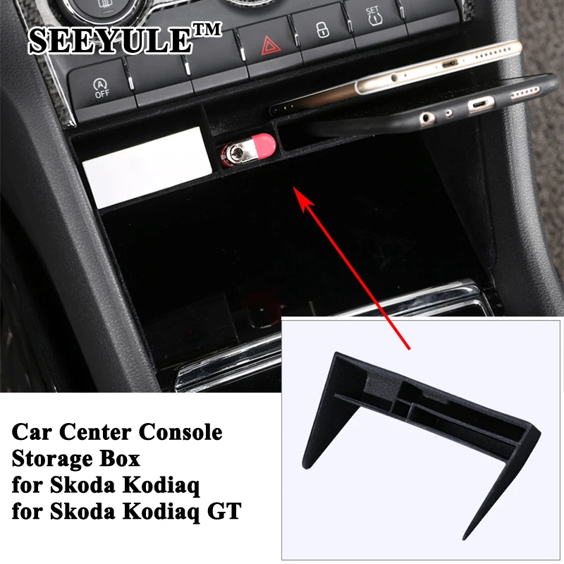 

1 шт. SEEYULE коробка для хранения центральной консоли автомобиля, ящик-органайзер, Стайлинг, аксессуары для Skoda Kodiaq GT 2017-2020