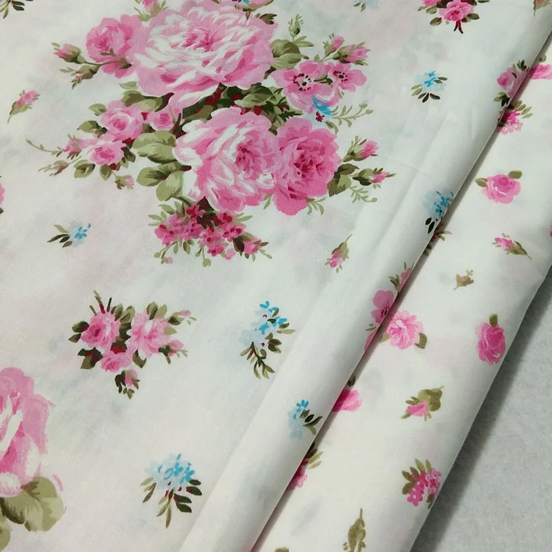 Романтичная хлопчатобумажная ткань с принтом розовых роз 50x160 см|fabric cloth|cloth
