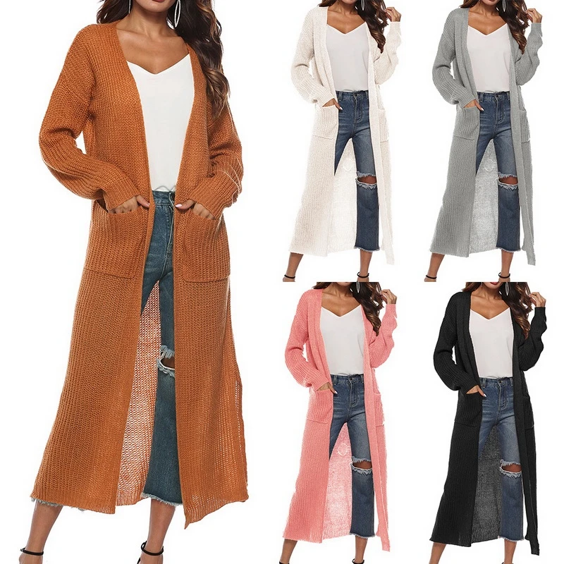 OEAK 2018 Autumn Winter Women Long Knitted Sweater Loose Sleeve Knitwear Cardigan Plus Size Female jersey mujer invierno |
