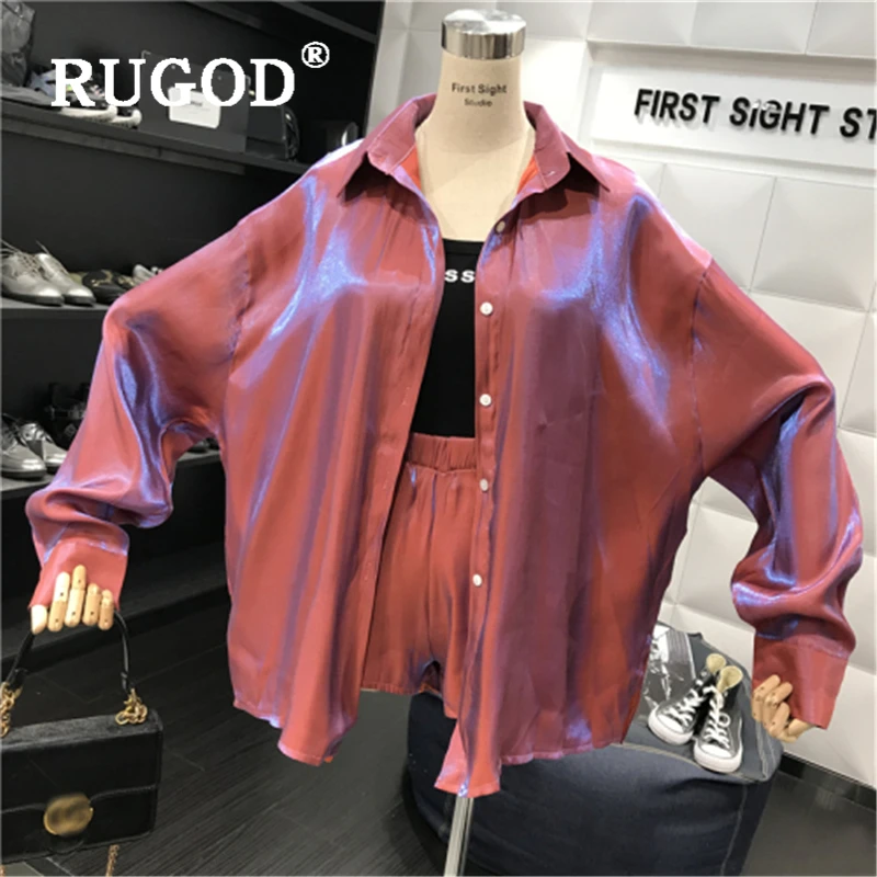 RUGOD модный градиентный костюм из двух предметов женские корейские рубашки с