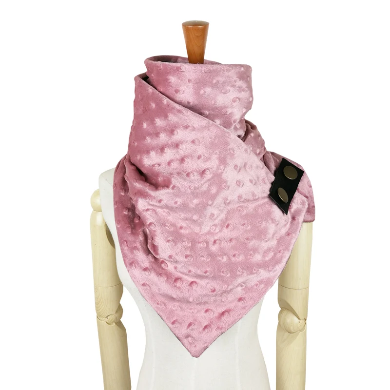 pink Leo anvi Новая мода echarpe hiver femme точки печати кольцо шарф полиэстер/хлопок для женщин с кнопками кожаный дизайн шарф - Цвет: pink