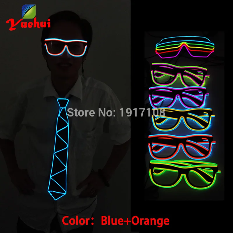 Новый мигающий EL провод Два многоцветных очков веревка гибкий неоновый холодный