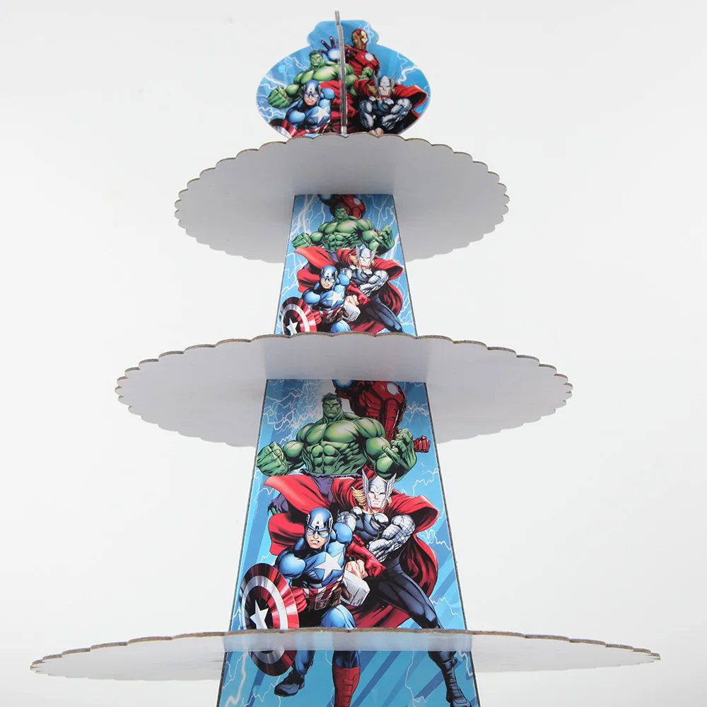 Мстители 3 уровня кекс подставка держатель Капитан Америка Железный человек Халк