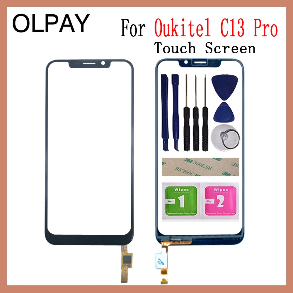 

6.18'' 100% New For Oukitel C13 Pro Touch Screen Glass Digitizer Panel Lens Sensor Glass Tools Free Adhesive And Wipes