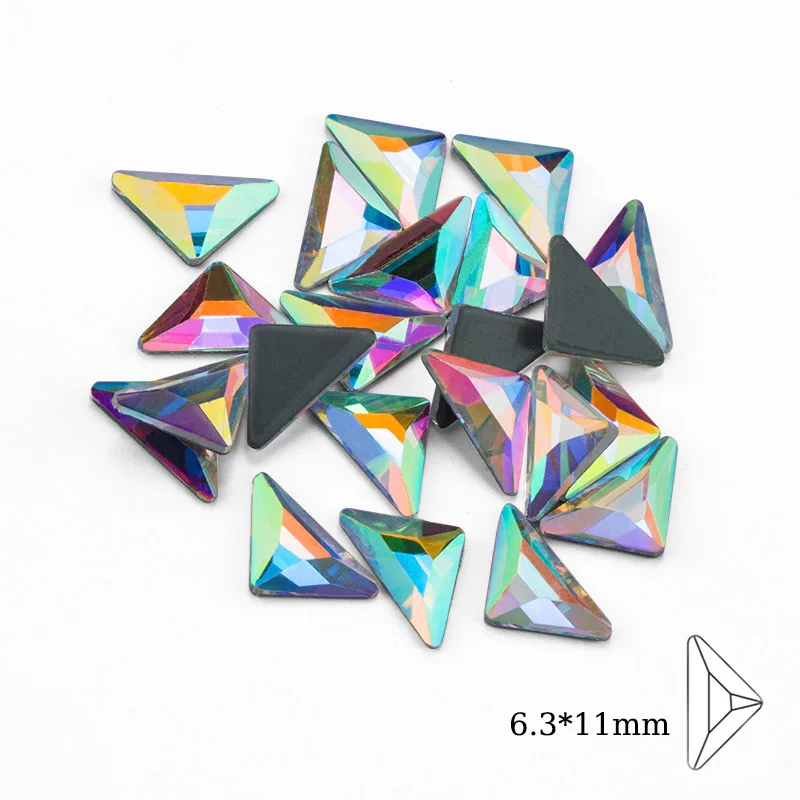 6.3x11mm triangle Qiao исправление горный хрусталь различной формы смесь кристаллов стекло кристалл AB плоское дно железо на камне - Цвет: 6.3x11mm triangle