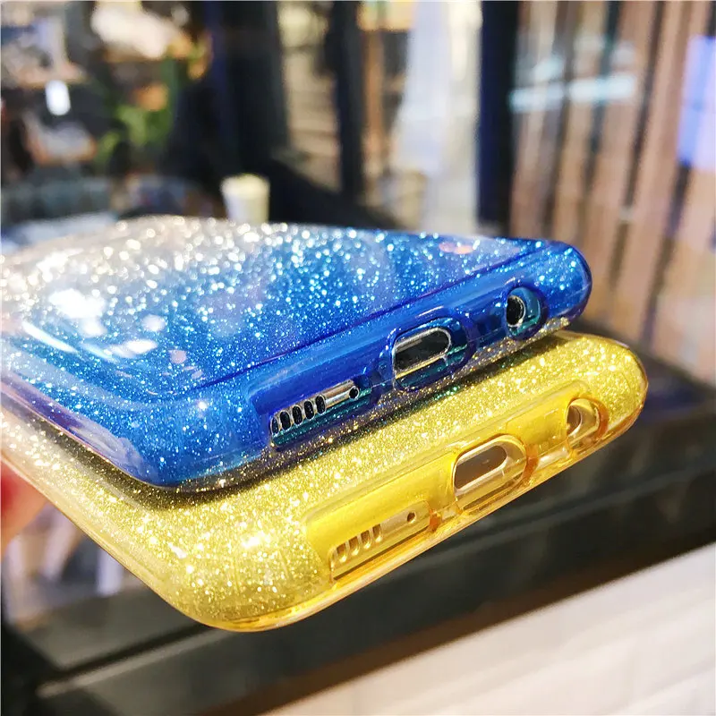 Slim Glitter Gradient Case For Samsung Galaxy S8 S9 Plus S6 S7 Edge A3 A5 A7 J3 J5 J7 2016 2017 A8 2018 Soft Silicon Phone Cover | Мобильные